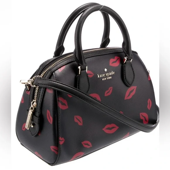 Kate Spade Small Madison Lips Toss Leather Duffle Crossbody Bag EUC 88 - Picture 3 of 13